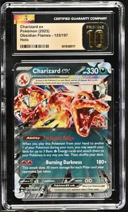 Pokemon Charizard ex Holo Rare 2023 Obsidian Flames 125/197 CGC Pristine 10 - Image 1