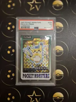 1997 POCKET MONSTERS CARDDASS #025 PIKACHU-PRISM CARDDASS PSA 5 - Image 1