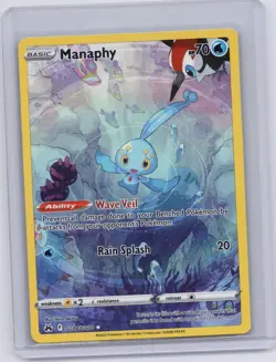 Manaphy GG06/GG70 Holo Crown Zenith Galarian Gallery Pokemon NM - Image 1