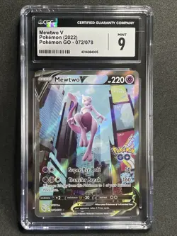 2022 Mewtwo V Pokemon GO Full Alt Art Holo Pokemon TCG CGC 9 - Image 1