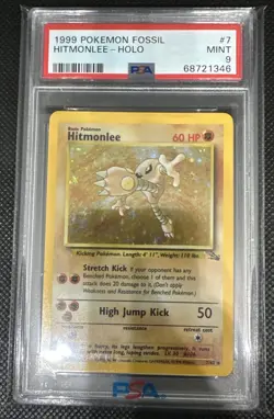 1999 Pokemon Fossil Hitmonlee Holo #7/62 PSA 9 - Image 1