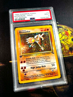 1999 Pokemon Fossil 1st Edition #7 Hitmonlee Holo PSA 9 MINT TCG - Image 1