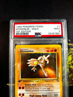 1999 Pokemon Fossil 1st Edition #7 Hitmonlee Holo PSA 9 MINT TCG - Image 3