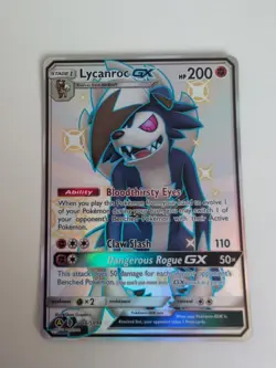Pokemon TCG Hidden Fates Lycanroc GX SV66/SV94 Full Art Shiny Vault Holo Card NM - Image 1