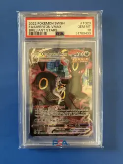 2022 POKEMON SWORD & SHIELD BRILLIANT STARS #TG23 FULL ART/UMBREON VMAX PSA 10 - Image 1