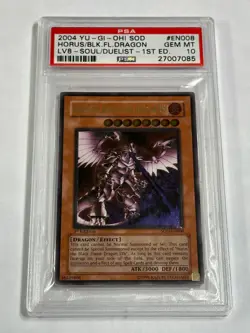 YUGIOH PSA 10 Horus the Black Flame Dragon LV8 SOD-EN008 Ultimate 1st Edition - Image 1