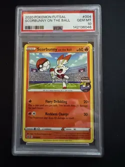 2020 Pokemon TCG Futsal UK Promo Scorbunny On the Ball #004 PSA 10 Gem Mint - Image 1