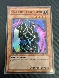 Yugioh Gearfried the Iron Knight PSV-101 Super Rare 1st Edition DMG - Image 1
