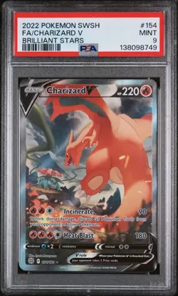 2022 POKEMON SWORD & SHIELD BRILLIANT STARS #154 FULL ART/CHARIZARD V PSA 9 - Image 1