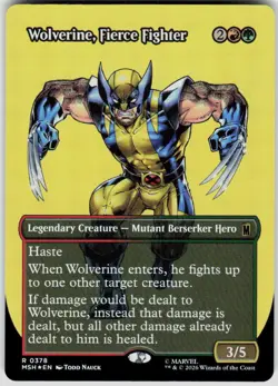 Wolverine Fierce Fighter Borderless Foil 378 Marvel Super Heroes MTG - Image 1
