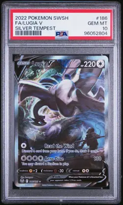 2022 POKEMON SWORD & SHIELD SILVER TEMPEST #186 FULL ART/LUGIA V PSA 10 - Image 1