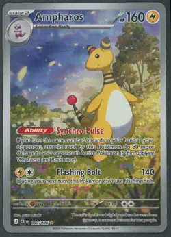 Ampharos Pokemon ME04: Chaos Rising #090/086 Illustration Rare Holo NM - Image 1
