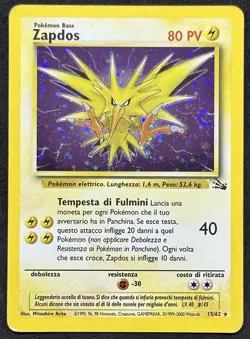 POKEMON~ZAPDOS~15/62~HOLO~FOSSIL~ITA~PL - Image 1