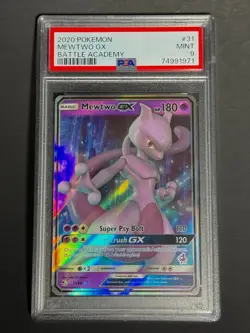 2020 POKEMON MEWTWO GX (Mewtwo Stamped) 031/068 BATTLE ACADEMY HOLO PSA 9 - Image 1