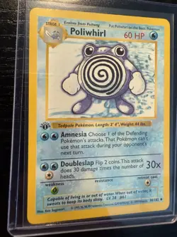 Pokemon Poliwhirl 38/102 1st Edition Shadowless Base Set Card MP - Image 2
