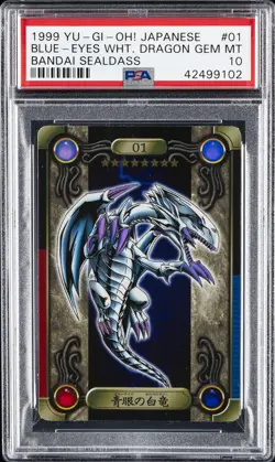 1999 YU-GI-OH! JAPANESE BANDAI SEALDASS #01 BLUE-EYES WHITE DRAGON PSA 10 - Image 1