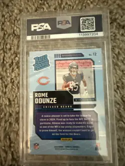 2024 Donruss Rome Odunze Rated Rookies Retro #12 PSA 10 RC ROOKIE - Image 2