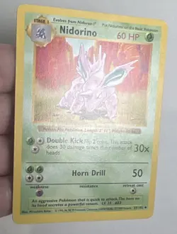 LP SHADOWLESS Nidorino 37/102 Base Set AUTHENTIC Pokemon Card 24 PHOTOS! - Image 2