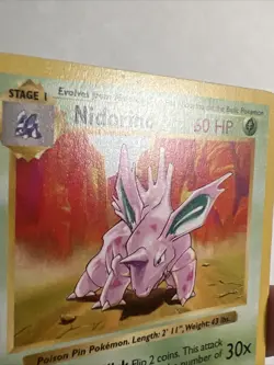 LP SHADOWLESS Nidorino 37/102 Base Set AUTHENTIC Pokemon Card 24 PHOTOS! - Image 4