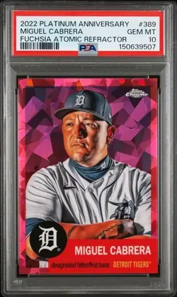 2022 Topps Chrome Platinum Anniversary Miguel Cabrera Fuschia Atomic /100 PSA 10 - Image 1