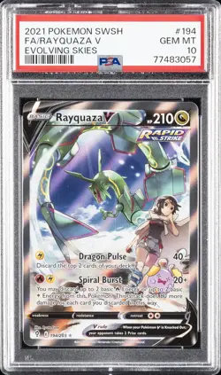 2021 POKEMON SWORD & SHIELD EVOLVING SKIES #194 FULL ART/RAYQUAZA V PSA 10 - Image 1