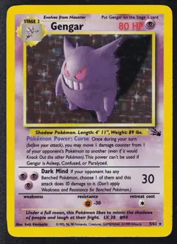 Pokemon Gengar 5/62 Holo Rare Fossil 1st Edition Holo - Image 1