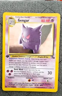 Pokemon Gengar 5/62 1st Edition Holo Fossil Card Excellent Condition - Image 1