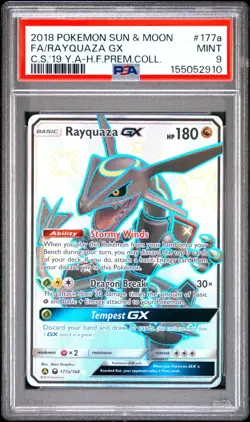 Pokemon PSA 9 Shiny Rayquaza GX 177a/168 Hidden Fates Premium Collection Promo - Image 1