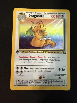 Dragonite Holo 1st Edition - 4/62 - Fossil Vintage Pokemon Card - MP - Image 1