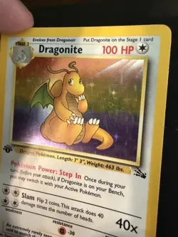 Dragonite Holo 1st Edition - 4/62 - Fossil Vintage Pokemon Card - MP - Image 3