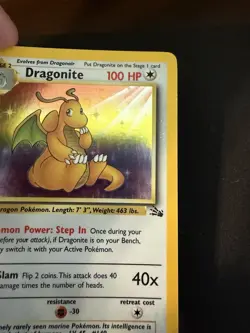 Dragonite Holo 1st Edition - 4/62 - Fossil Vintage Pokemon Card - MP - Image 4