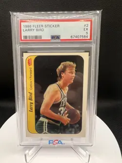 1986 Fleer Sticker Larry Bird #2 PSA 5 EX Celtics - Image 1