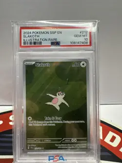 Pokemon Slakoth Illustration Rare Holo 212/191 Surging Sparks PSA 10 2024 - Image 1