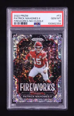 Patrick Mahomes II 2022 Panini Prizm Fireworks Prizms No Huddle #2 (PSA 10) - Image 1