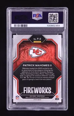 Patrick Mahomes II 2022 Panini Prizm Fireworks Prizms No Huddle #2 (PSA 10) - Image 2