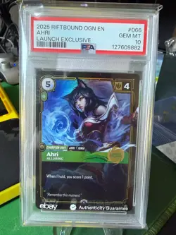 2025 RIFTBOUND: LEAGUE OF LEGENDS OGN-ORIGINS #066 AHRI LAUNCH EXCLUSIVE PSA 10 - Image 1