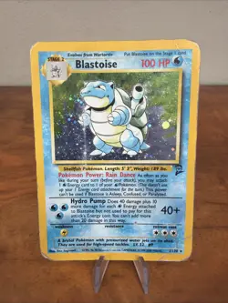 Pokemon TCG Rare Holo Blastoise 2/130 Base Set 2 WOTC 2000 Very Heavy Played - Image 1