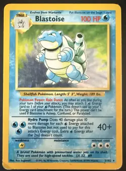 Pokemon TCG Blastoise Holo Rare Card Base Set 2/102 - MP/LP - Image 1