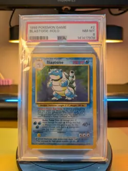 Pokemon Blastoise Base Set Holo Rare PSA 8 002 English TCG Card - Image 1