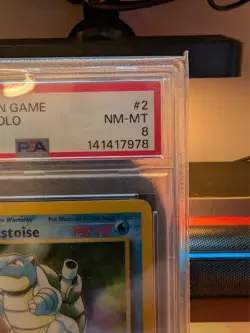 Pokemon Blastoise Base Set Holo Rare PSA 8 002 English TCG Card - Image 2