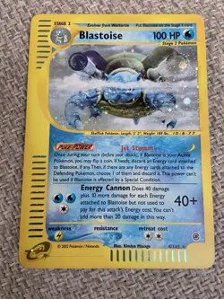 Pokemon TCG Blastoise Holo Card Expedition Base Set 4/165 - Image 1