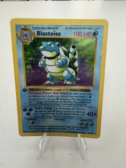Pokemon TCG Blastoise 2/102 1st Edition Base Set Shadowless Holo Rare HP/DMG - Image 1