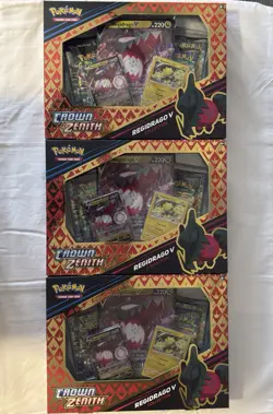 6 x Pokemon TCG Crown Zenith Regidrago V & Regieleki V Collection Box New Sealed - Image 2