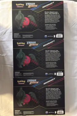 6 x Pokemon TCG Crown Zenith Regidrago V & Regieleki V Collection Box New Sealed - Image 3