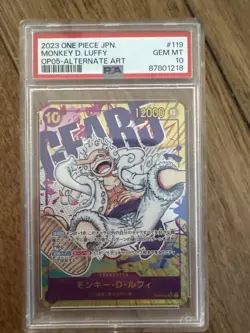 One Piece MONKEY D. LUFFY OP05-119 SEC PSA 10 Alternate Art GEAR 5 Japanese Alt - Image 1