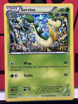 Servine 1/12 McDonald's Collection 2012 English 2012 Crack Ice Holo Pokemon Card - Image 3