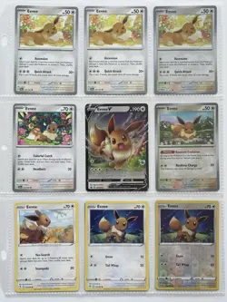 Pokemon TCG Eevee Lot Of 9 Cards- Eevee V Promo - Holo - Rare Eevee Collection - Image 1