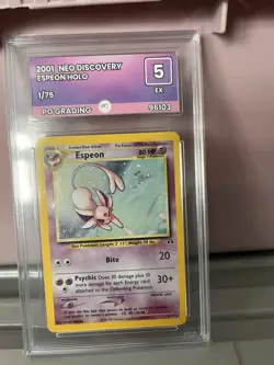 Pokemon TCG Neo Discovery Espeon Holo Card 1/75 Holo Graded 5 - Image 4
