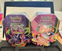 Pokemon TCG Evolutions 2016 2 Tin Set Mega Gengar EX & Clefable EX 3 Packs - Image 1