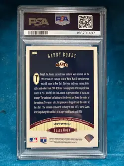 PSA 9 Pop 3 1996 Upper Deck Collector's Choice Gold Signature Barry Bonds #108 - Image 3